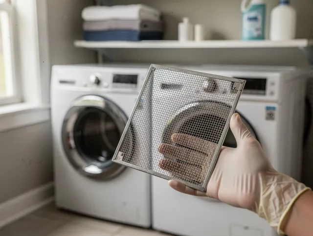 Aliso Viejo Dryer Vent Cleaning specialist performing detailed lint trap cleaning service in Aliso Viejo