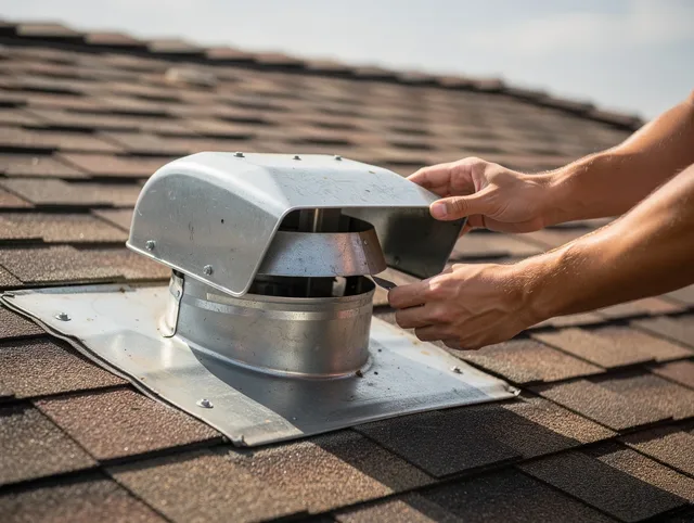 Aliso Viejo Dryer Vent Cleaning certified technician safely cleaning a roof-mounted dryer vent in Aliso Viejo